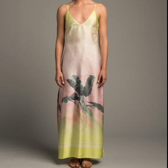 Le Superbe- NWT Tropical Ombré Calypso Slip Silk Maxi Dress - Picture 1 of 7